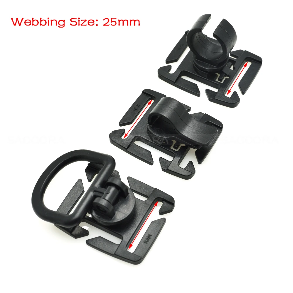 

MOLLE Rotation Sternum Strap Tube Pipe Clip Holder Buckle Webbing 25mm Black