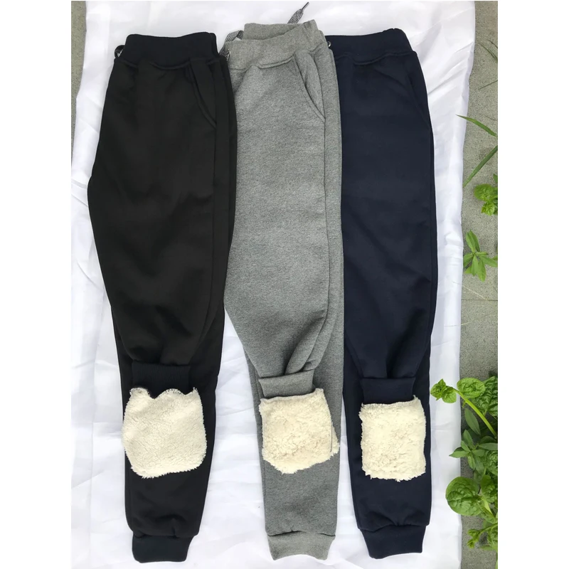 Толстые флисовые штаны для бега мужские хлопковые брюки зимние теплые бархатные