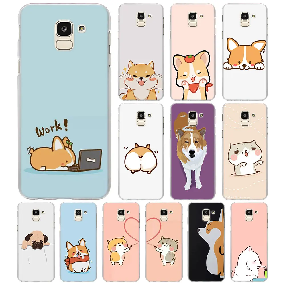 Каваи Шиба корги собака Телефон чехол s для samsung Galaxy J4 J6 Plus J3 J7 J8 C2 Core J5 J7 Prime Жесткий PC Coque чехол