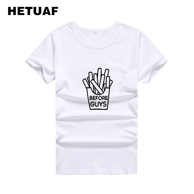 HETUAF надпись &quotFries Before Guys&quot принтовые тройники женские Ulzzang Harajuku футболки Tumblr