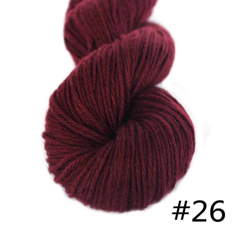 26 Cabernet Пряжа лотоса супер мягкая кашемировая DK пряжа цвет#01-#30 натуральный кашемир 4plys ручная вязка цвет ed DIY вязание крючком - Цвет: 26 Cabernet