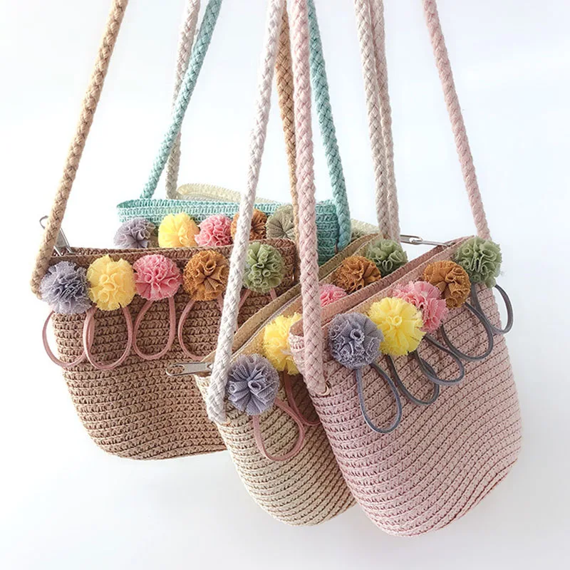 Летняя Детская сумка ручной работы соломенный мессенджер с цветами для девочек