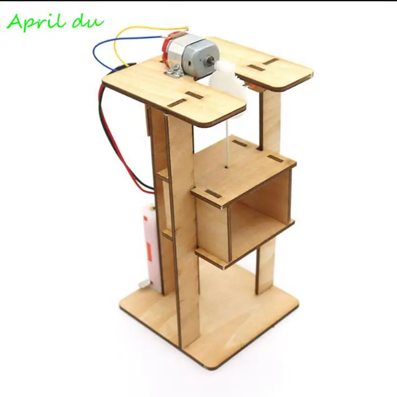 April Du DIY Electric Lift Kids Science Toys Experiment Material Kits Toys Creative Children Education Innovation science expriment infrared sensor alarm diy stem toy wood assemblekids science education toys puzzle kits creative
