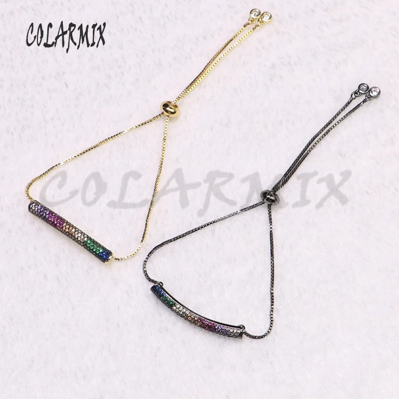 8 шт. Радужный цвет циркон медный Кристалл Подвески двойные обручи Кулон