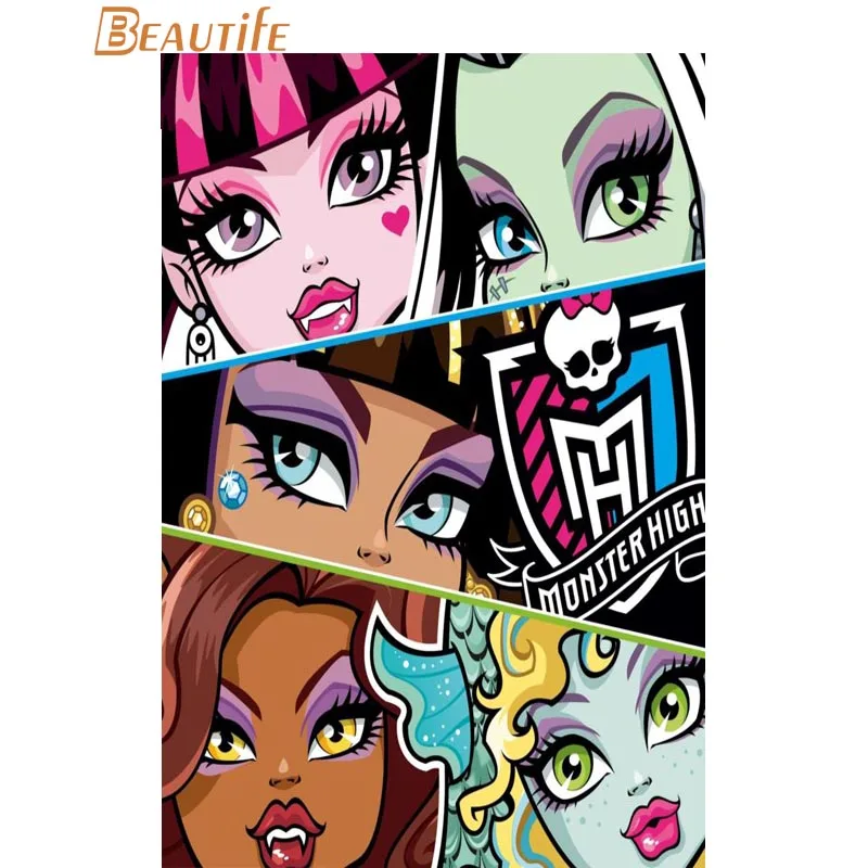 Monster High 5 плакат ткань Шелковый украшения дома настенный художественный тканевый