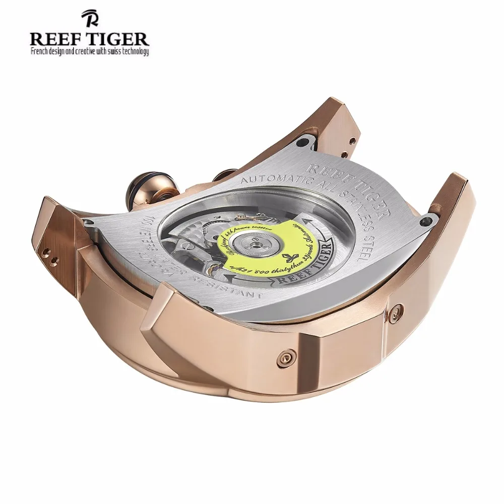Мужские спортивные часы с большим циферблатом Reef Tiger аналоговый дисплей розовое