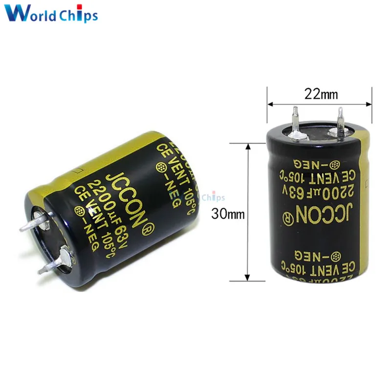 Diymore алюминиевый электролитический конденсатор 63V 2200 мкФ 22X30mm Высокочастотный