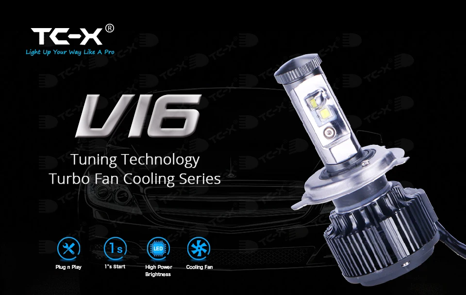 TC-X фар автомобиля H7 H4 LED H8 H11 HB3 9005 Диодная лампочка для авто HB4 9006 H1 H3 H13 9004 9007 свет лампы для автомобилей 6000 К avtolamp