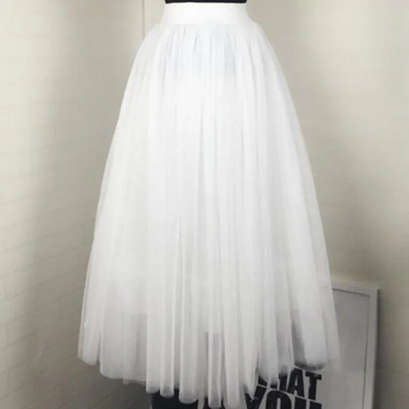 Женская длинная фатиновая юбка плиссированная пачка средней длины с высокой