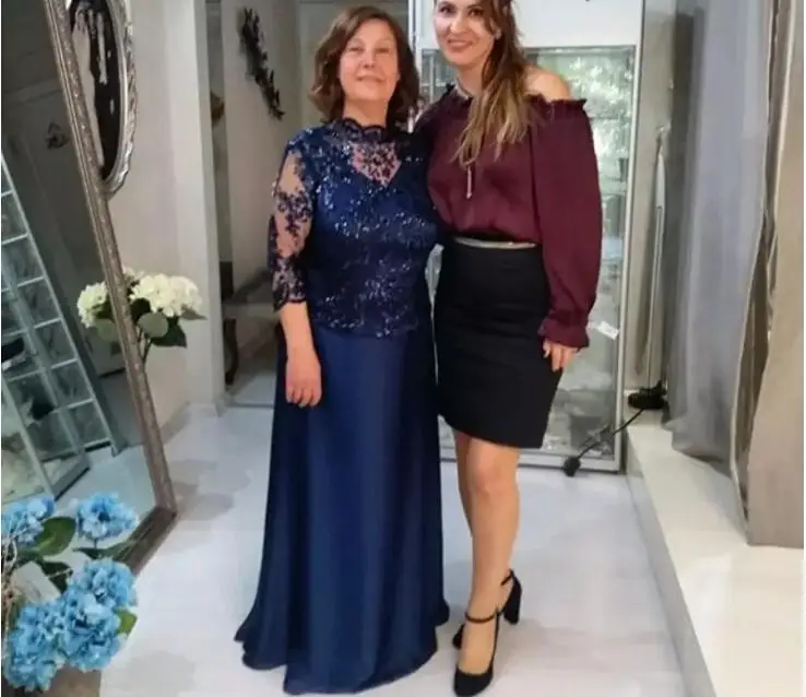 Темно-синее шифоновое платье для жениха vestido novia вечернее платье размера плюс ТРАПЕЦИЕВИДНОЕ Формальное женское платье платья для матери невесты - Цвет: same as picture