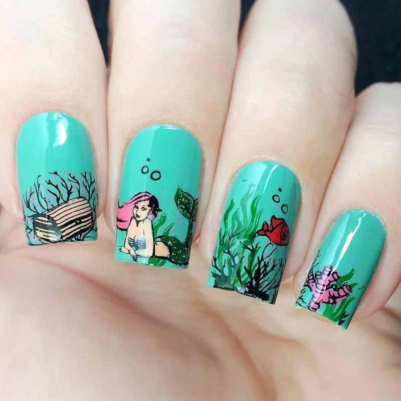 KADS МИН Русалка дизайн плиты искусство Ногтей Пластины Для Стемпинга Печати