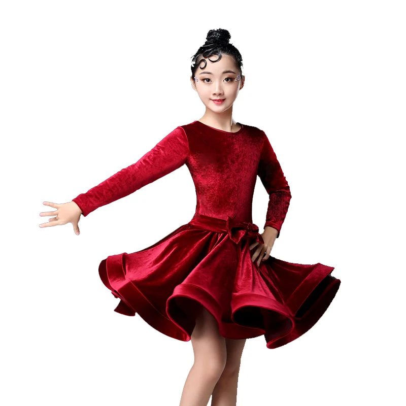 Girls Winter Latin Dresses for dancing ballroom dance dress rumba samba velvet children cha tango skirt standard salsa | Тематическая