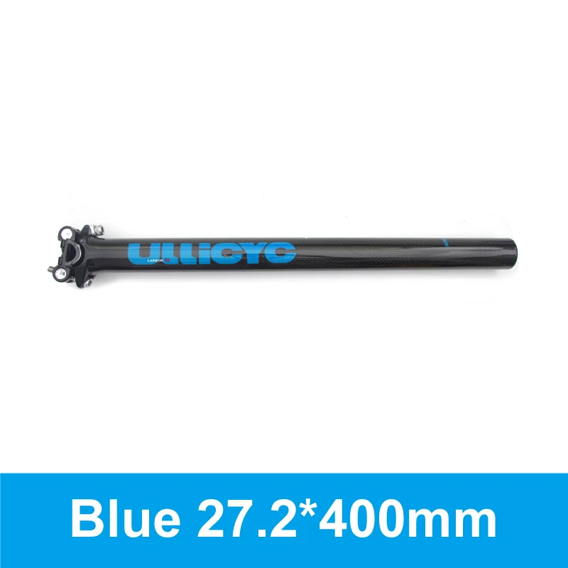 Blue 27.2X400mm Ullicyc труба из углеродистого волокна 3 K полностью из углеродного волокна, подседельный штырь для горного велосипеда Красочные горы/дорожный велосипед велосипедные стойки для сидения 27,2/30,8/31,6*350/400 мм - Цвет: Blue 27.2X400mm