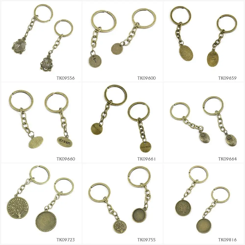 Metal Antique Bronze Keychain Keyring Keytag Key Chain Ring Crown Shield T Alphabet Sign Tag Behaved Signs Dream Handmade Be | Украшения и