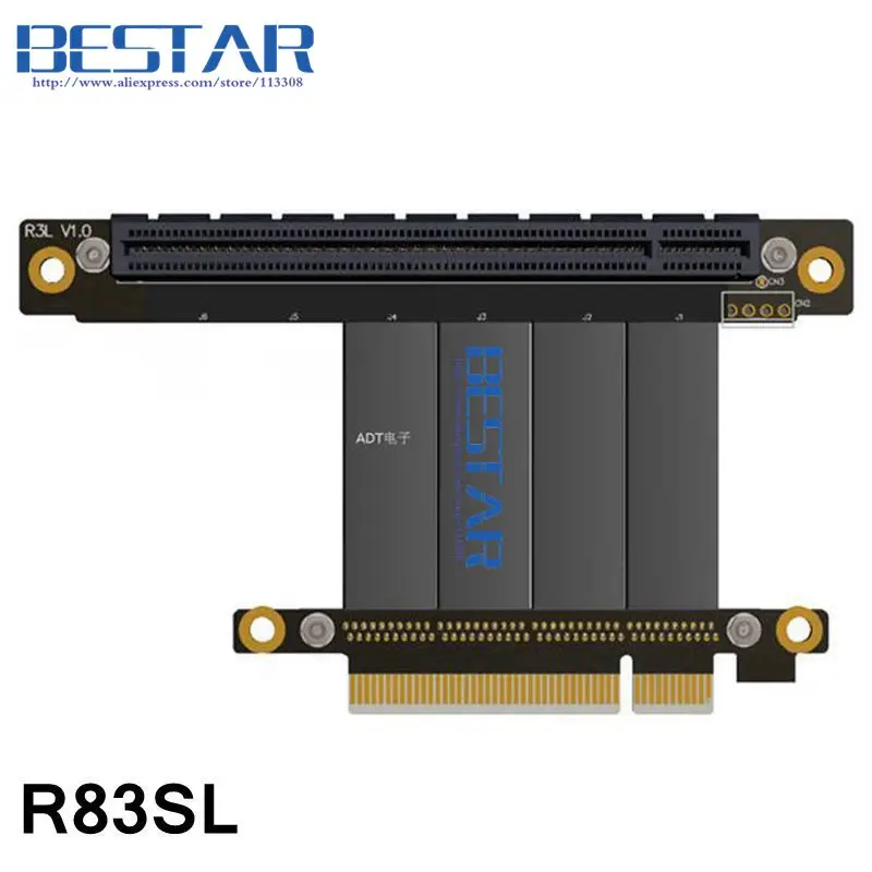 Переходник Gen3.0 PCIe 8x к PCI e 16x удлинитель на колено правый и левый угол 64 ГБ/bps E X8 X16