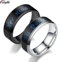 stainless steel mood color change emotion feeling intelligent sense temperature her king his queen ring women men smart jewelry