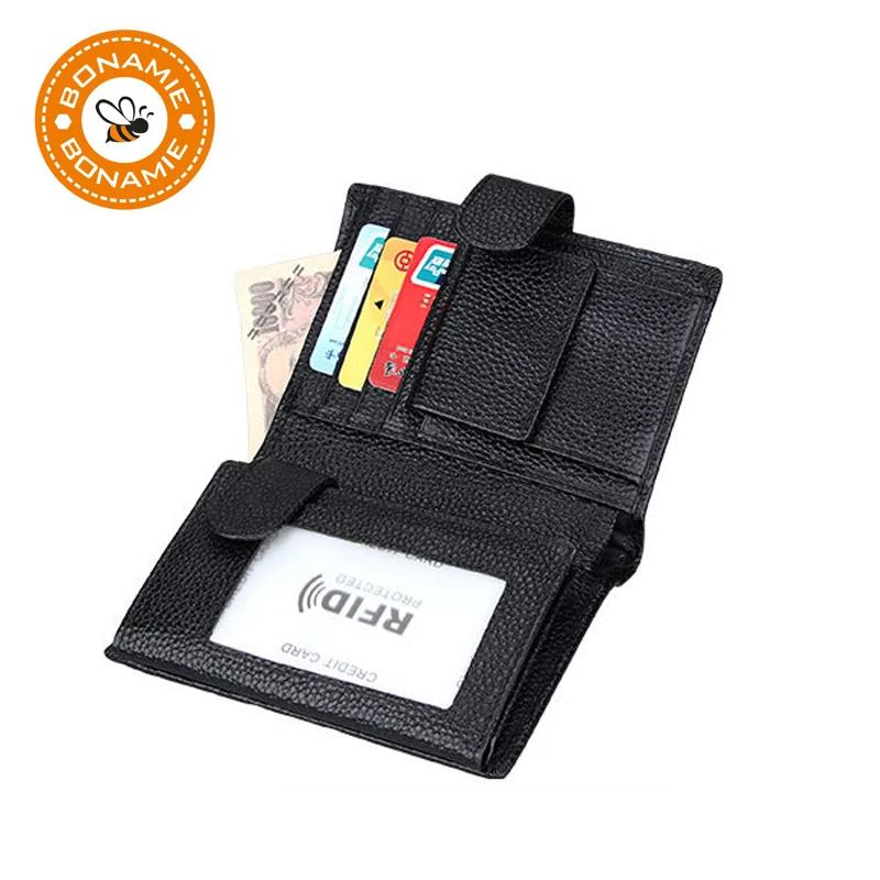 Кошелек мужской из воловьей кожи с RFID-защитой и застежкой 2019 | Багаж сумки