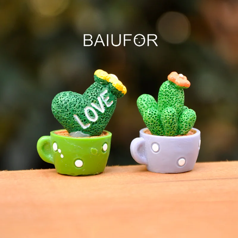 Миниатюрный милый мини горшок BAIUFOR 4 шт. мультяшный кактус суккуленты Кукольный