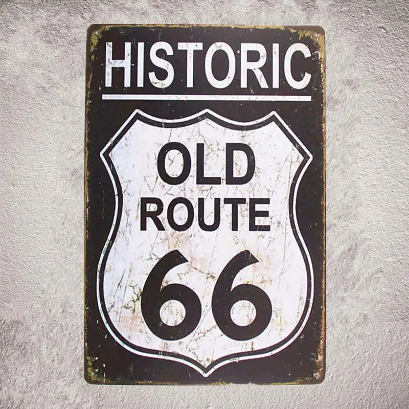 Потертый Шик Металлические оловянные вывески Route 666 Pin up художественные плакаты