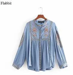 as pic LX0323 Flabbit Женская винтажная рубашка со стоячим воротником и вышивкой в стиле Корта, Женская плиссированная шикарная блузка, Повседневная тонкая брендовая блуза, топы LX0323 - Цвет: as pic LX0323