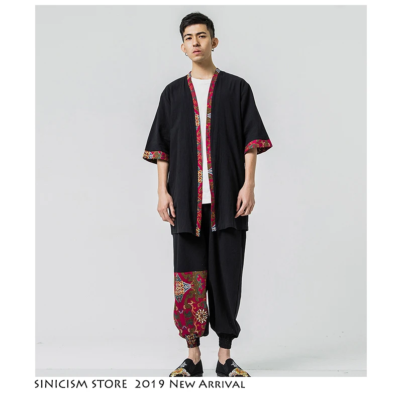 Мужской Хлопковый спортивный костюм Sinicism Store красный в китайском стиле для лета