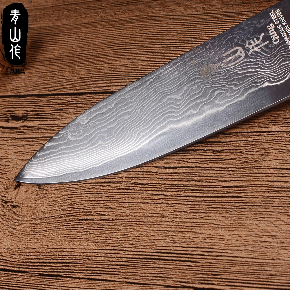 QING 6 &quot5&quot 5 &quot3 5&quot Дамасские кухонные ножи японский VG10 нож из дамасской стали