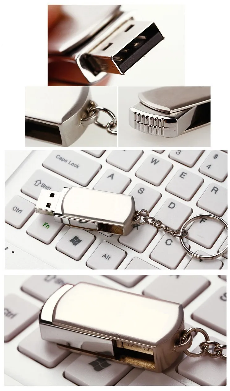 Ключ usb флэш-накопитель 4 ГБ 8 ГБ Золотой металлический флеш-накопитель 16 Гб оперативной памяти, 32 Гб встроенной памяти, 64GB silver съемный накопитель подарок вращать u диск ручка со шнурком езды на автомобиле