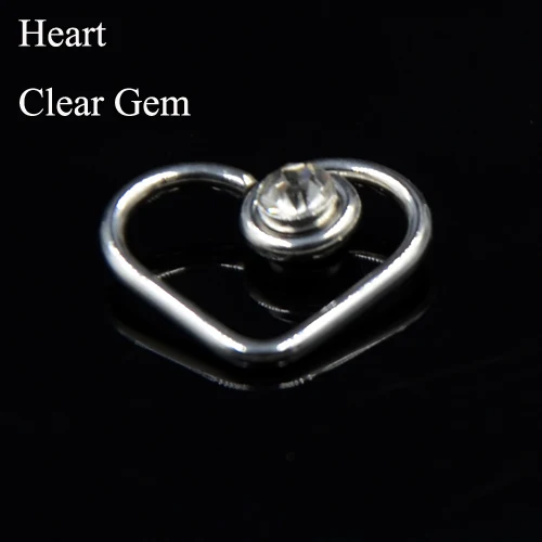 1 шт. опал CZ Gem Daith сердце круг гибкое кольцо ухо траг серьги, Надеваемые На ушной хрящ сердце ухо пирсинг для губ кольцо пирсинг тела ювелирные изделия 16 г - Окраска металла: Heart Clear Gem