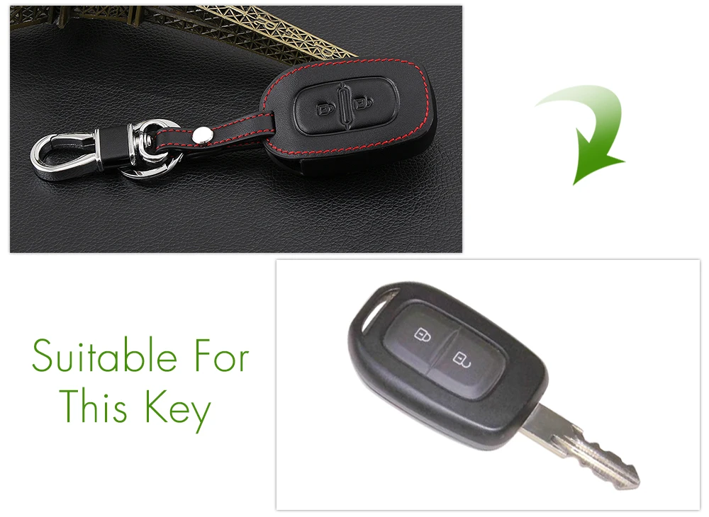 Кожаный чехол для ключей 2 кнопки Renault Dacia Logan Espace Sandero Megane Modus Kangoo Clio | Автомобили и
