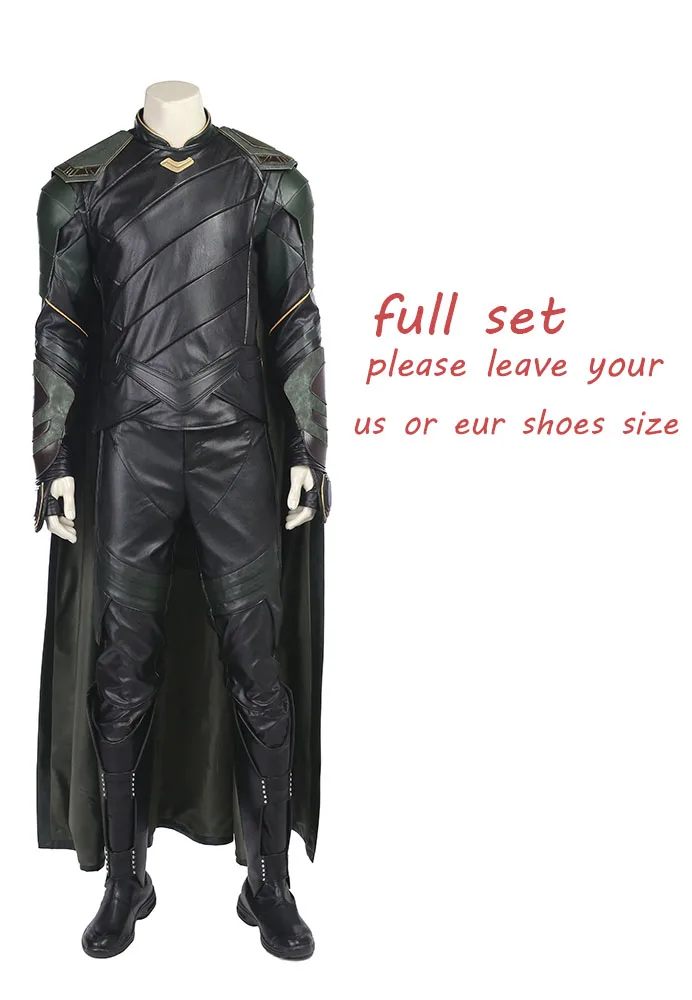 full set with boots ТОР 3 Ragnarok Локи Косплей Костюм Тор: Ragnarok Косплей Костюм для взрослых мужчин косплей полный набор для Хэллоуина - Цвет: full set with boots