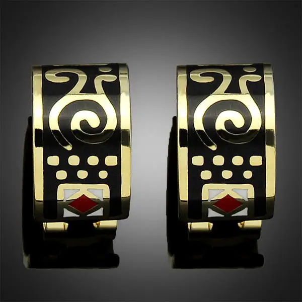 Роскошные керамические эмалированные серьги гвоздики золотого цвета свадебные