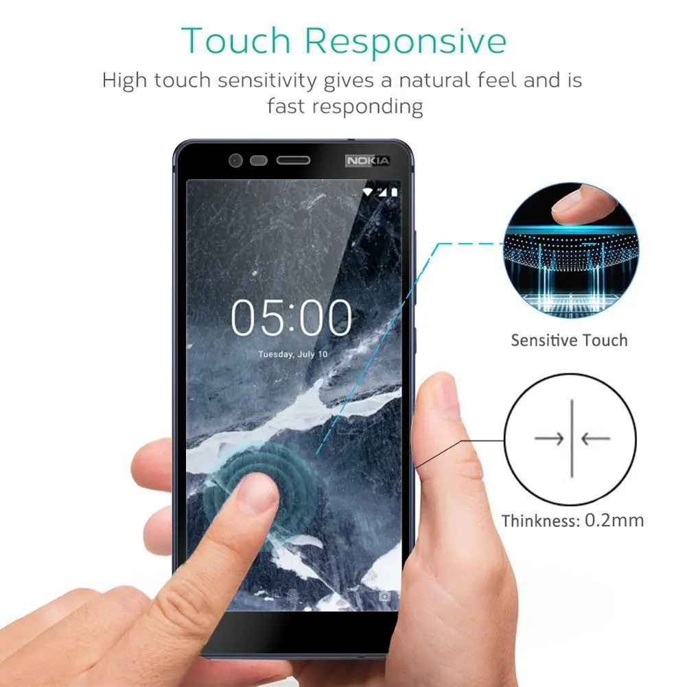 Полное покрытие красочные Экран протектор Закаленное Стекло пленка для Nokia 2 1 3 5