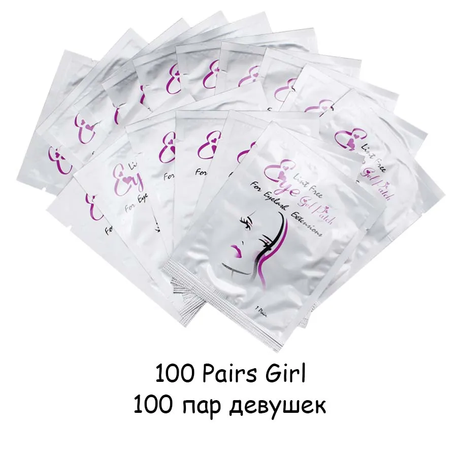 100pairs Girl 50/100 пар подушечек под глаза увлажняющие наклейки на кончики глаз обертывания подушечки для ухода за глазами бумажные накладки под глазные гель-патчи для наращивания ресниц - Цвет: 100pairs Girl