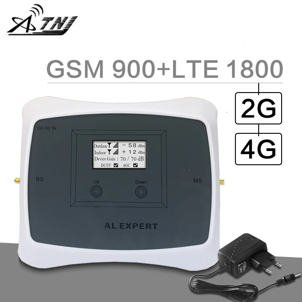 ATNJ 900+1800 GSM Repeater 2G 900 4G LTE DCS 1800 MHz Cellular Booster 70dB Gain Band 3 LCD Display Mobile Amplifier | Мобильные