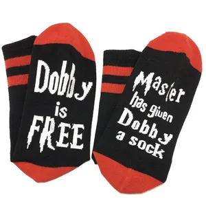 Забавные мужские носки с круглым вырезом, Master Give Dobby, носки, Dobby is free Humorous Жаккардовые Зимние женские и мужские хлопковые носки с буквенным принтом, европейские размеры 36-45