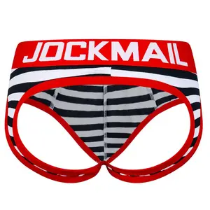Трусы-стринги JOCKMAIL мужские с открытой спиной, пикантное нижнее белье, трусы-танга для геев, Короткие стринги, джоки