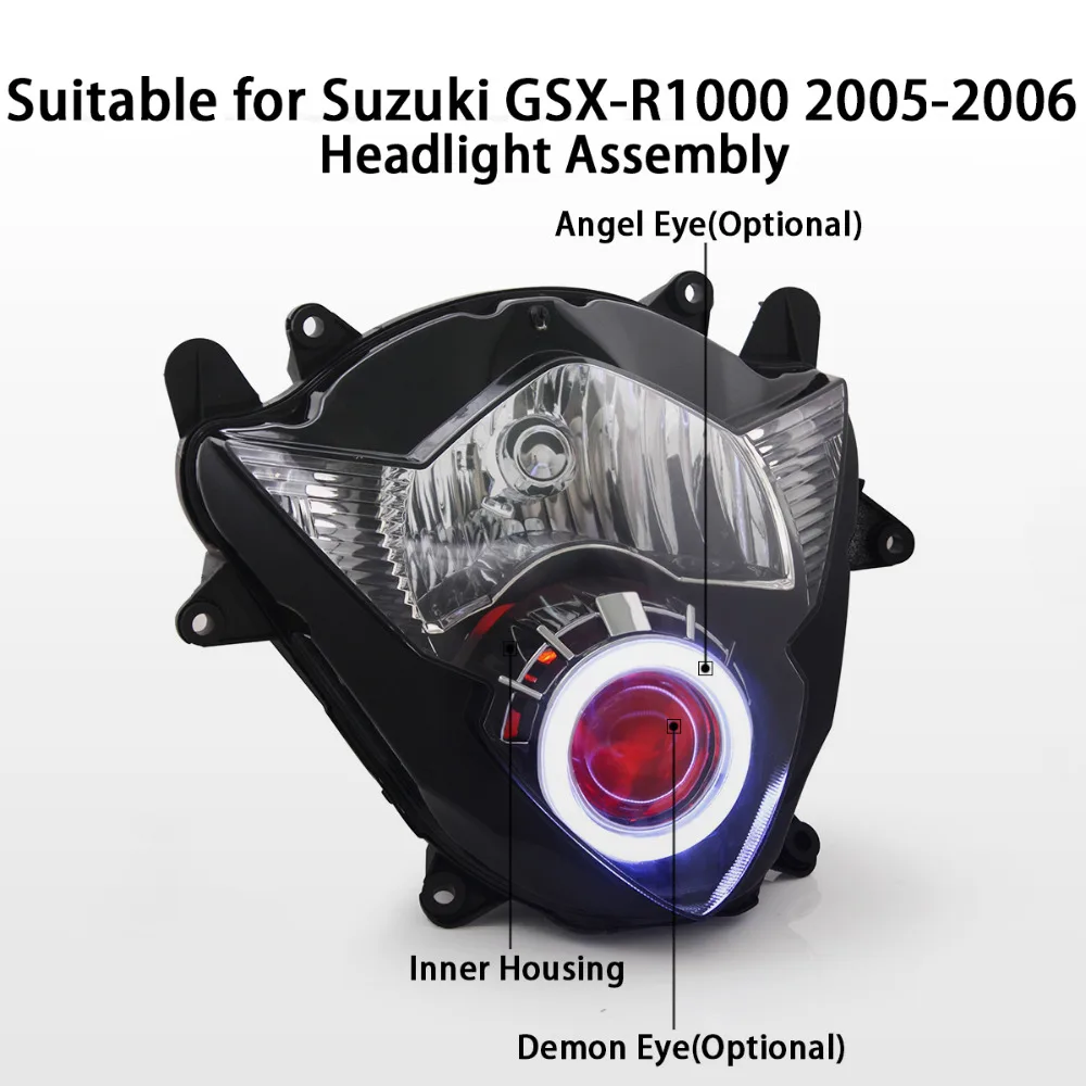 Передние фары KT для мотоцикла Suzuki GSX-R1000 2005-2006 HID Проектор Светодиодный (LED) Глаз