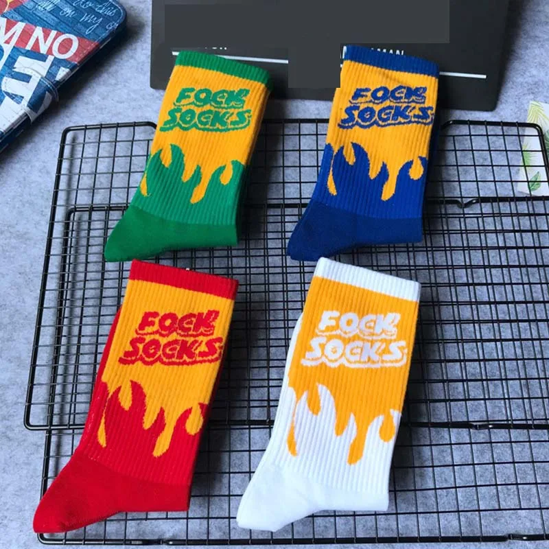 Уличные носки Harajuku в стиле хип хоп с надписью Happy Calcetines Hombre Divertidos забавные