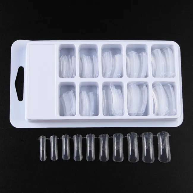 nails mold 100pcs 100 шт желейные полигелевые накладные ногти прозрачные французские полное покрытие акриловая Форма для ногтей со шкалой Инструменты Накладные маникюрные советы модель TDS26 - Цвет: nails mold 100pcs