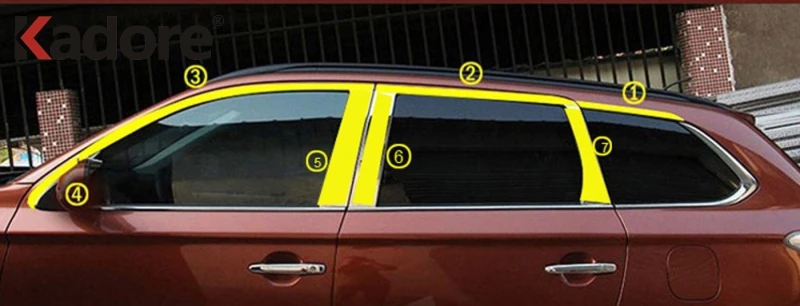 Для Mitsubishi Outlander 2013 из нержавеющей стали, оконные столбы, крышка, отделка, молдинг, гарнир, защита, внешние аксессуары