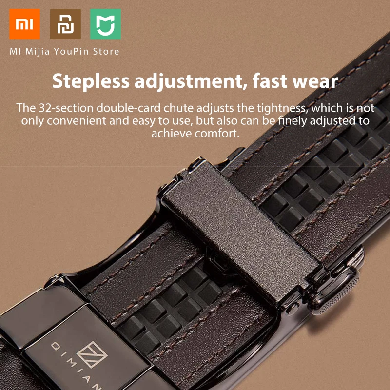 Мужской ремень из натуральной кожи Xiaomi Qimian ЧЕРНЫЙ Итальянский автоматический