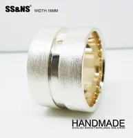 Mens 16mm Solid 925 Sterling Silver Wide Band Ring