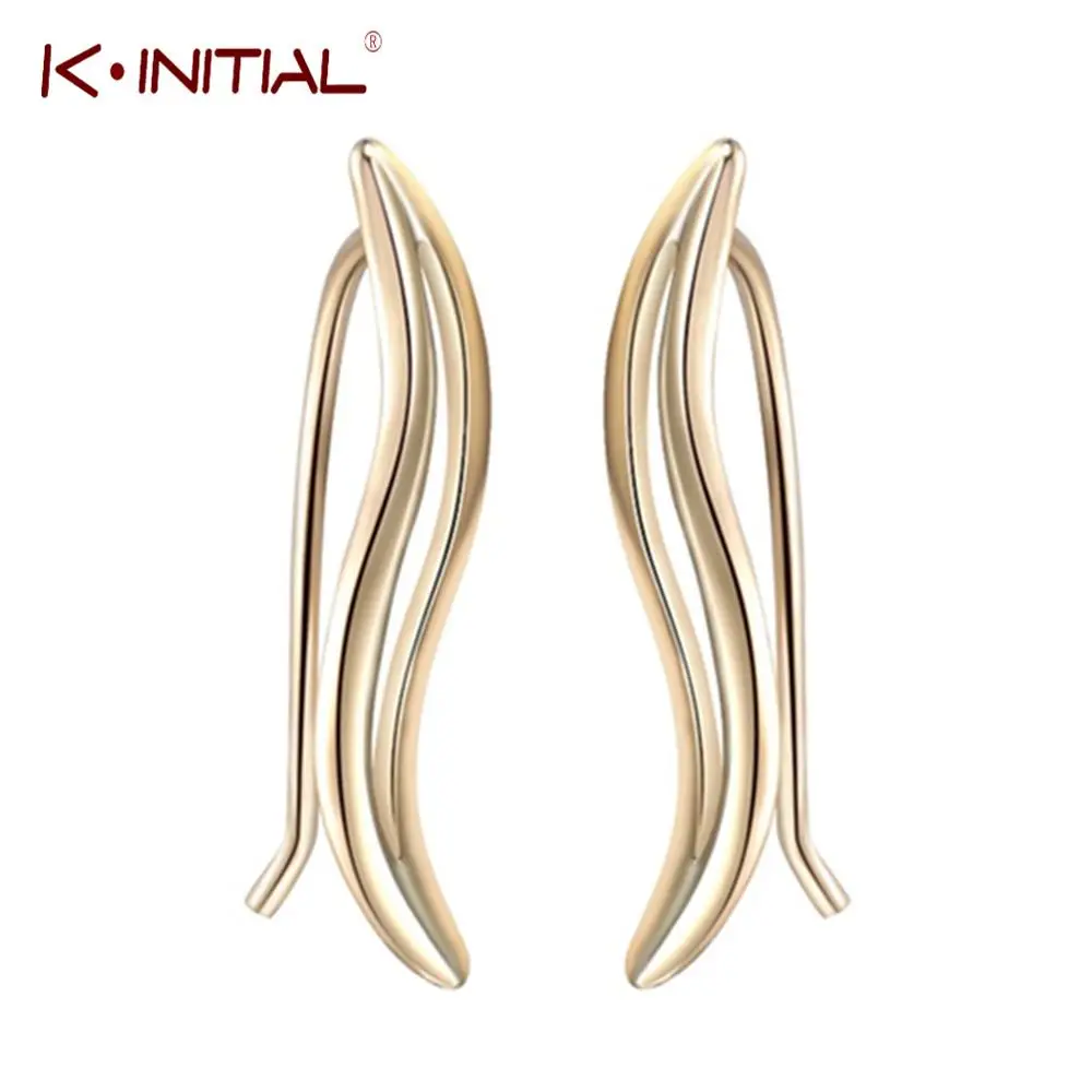 

Kinitial Ear Climber S Type Hook Symmetry Earrings Dangle Twist Earrings For Women Gold oorbellen Jewelry Gift Wholesale