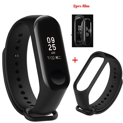 Standard add strap Xiaomi mi band 3 Смарт-браслет mi band 3 OLED дисплей фитнес mi браслет-трекер водонепроницаемые часы Correa - Цвет: Standard add strap