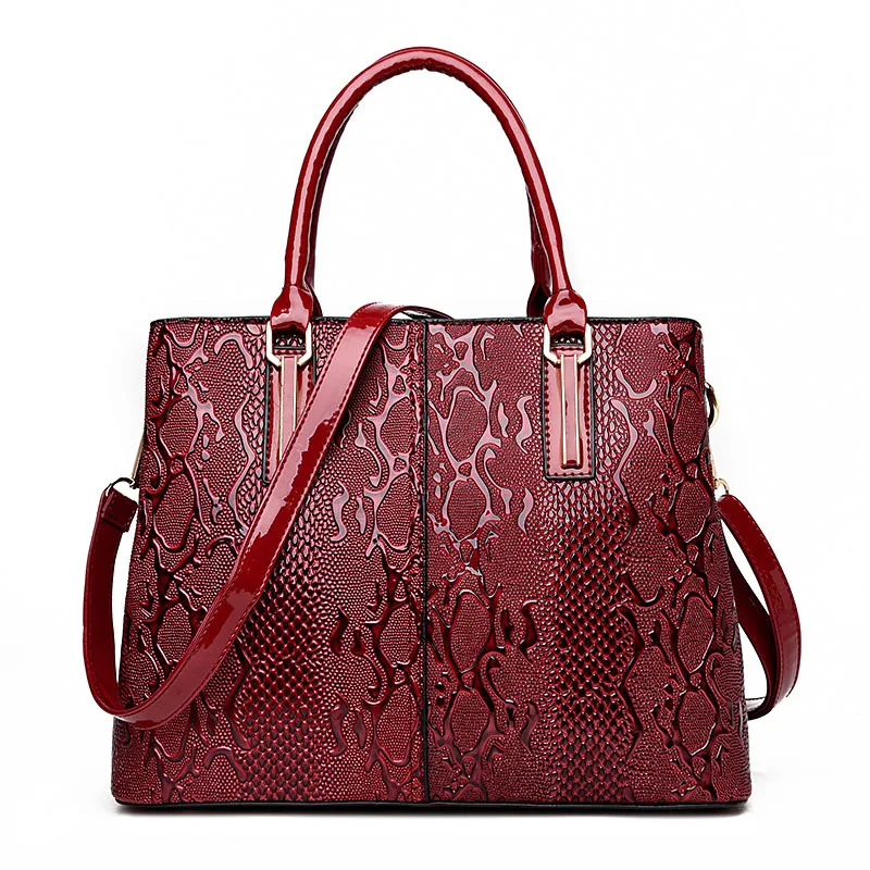 Новые модные женские ретро сумки элегантный одного плеча Satchel тиснение под змею