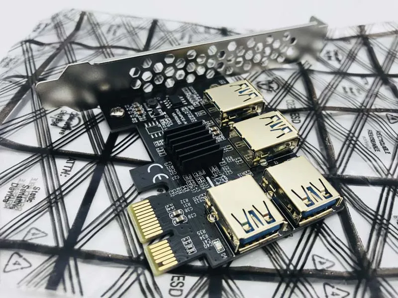 PCI E 1 к 4 Express 16X слот внешний адаптер Золотой порта USB3.0 карта расширения PCIe