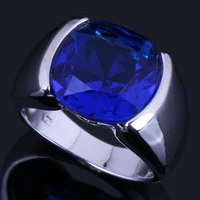 super blue cubic zirconia silver plated ring v0618