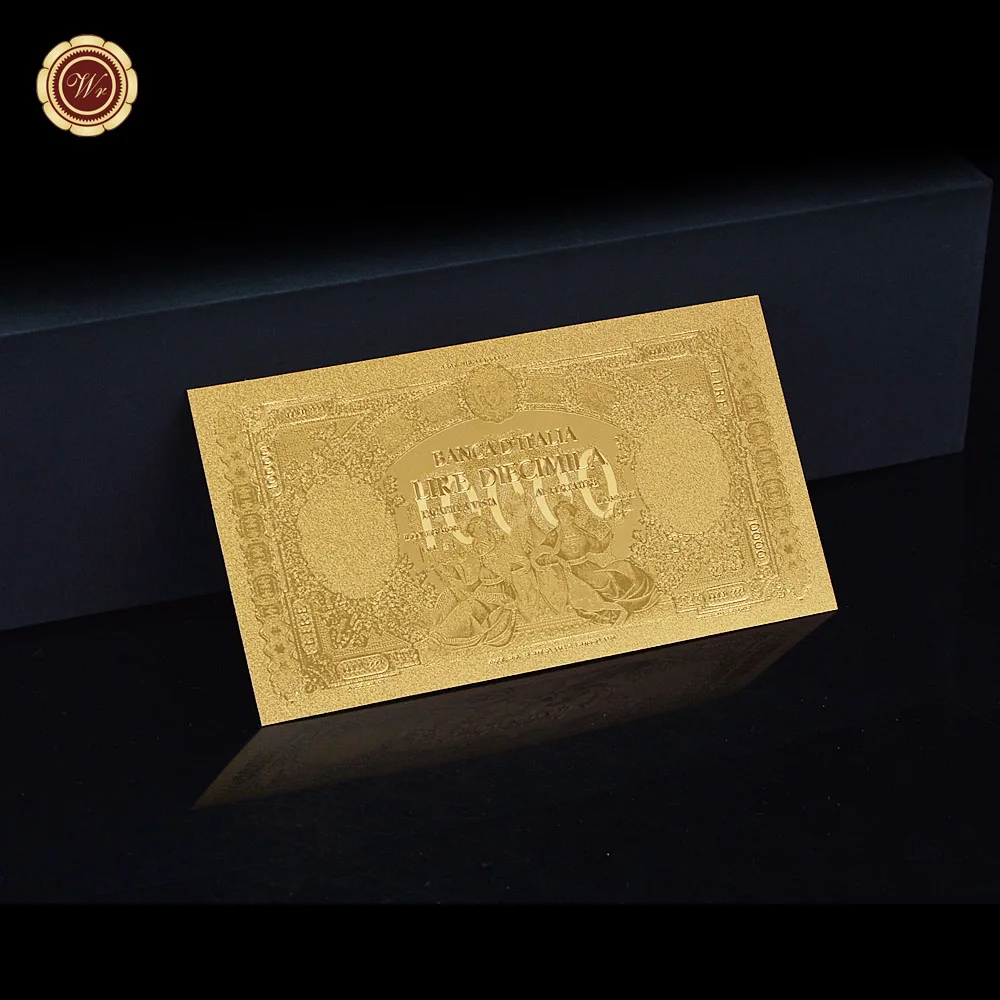 Античный Золотой лист ремесло Золотая фольга банкнота тиснением Италия 10000 лир