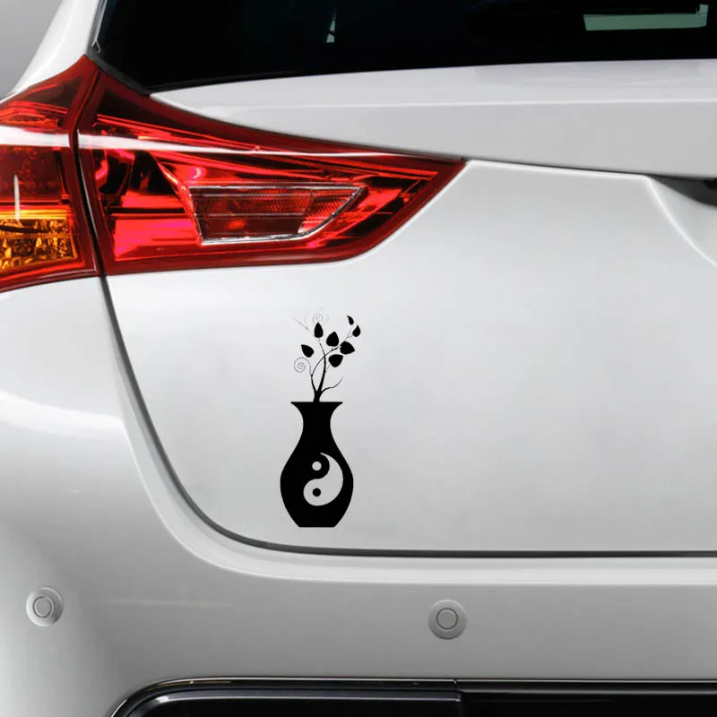 QYPF 7.12CM*17.8CM Vase Yin Yang Ethylene Kihei Silver Auto Sticker Decal C17-00070 | Автомобили и мотоциклы