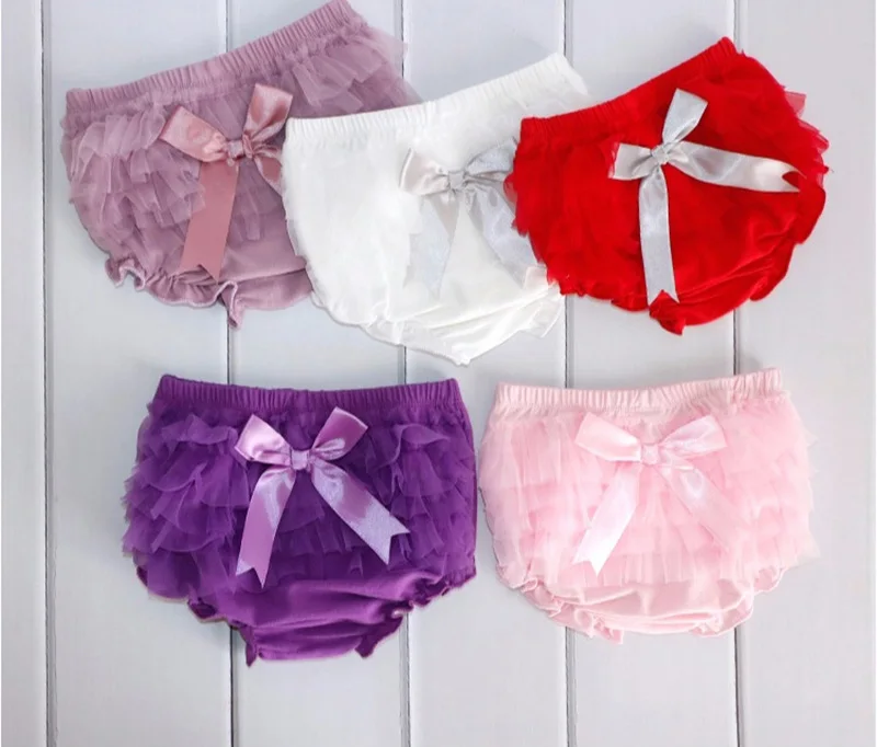 Детские хлопковые шифоновые шаровары с оборками милый детский подгузник шорты